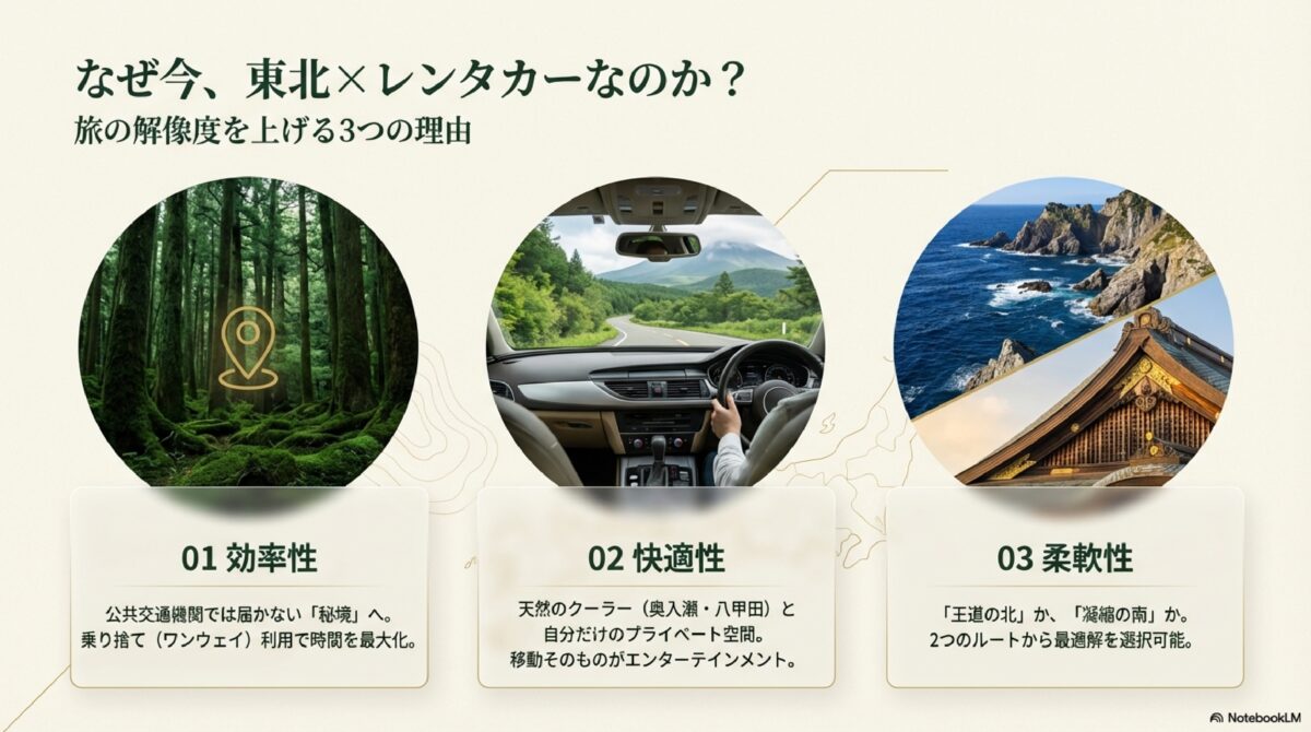 夏の東北2泊3日の旅をレンタカーでめぐるモデルコース