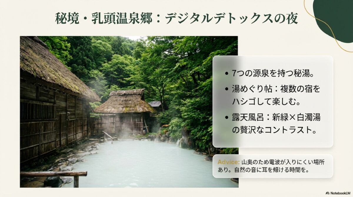 秘湯・乳頭温泉郷で極上の癒やしを