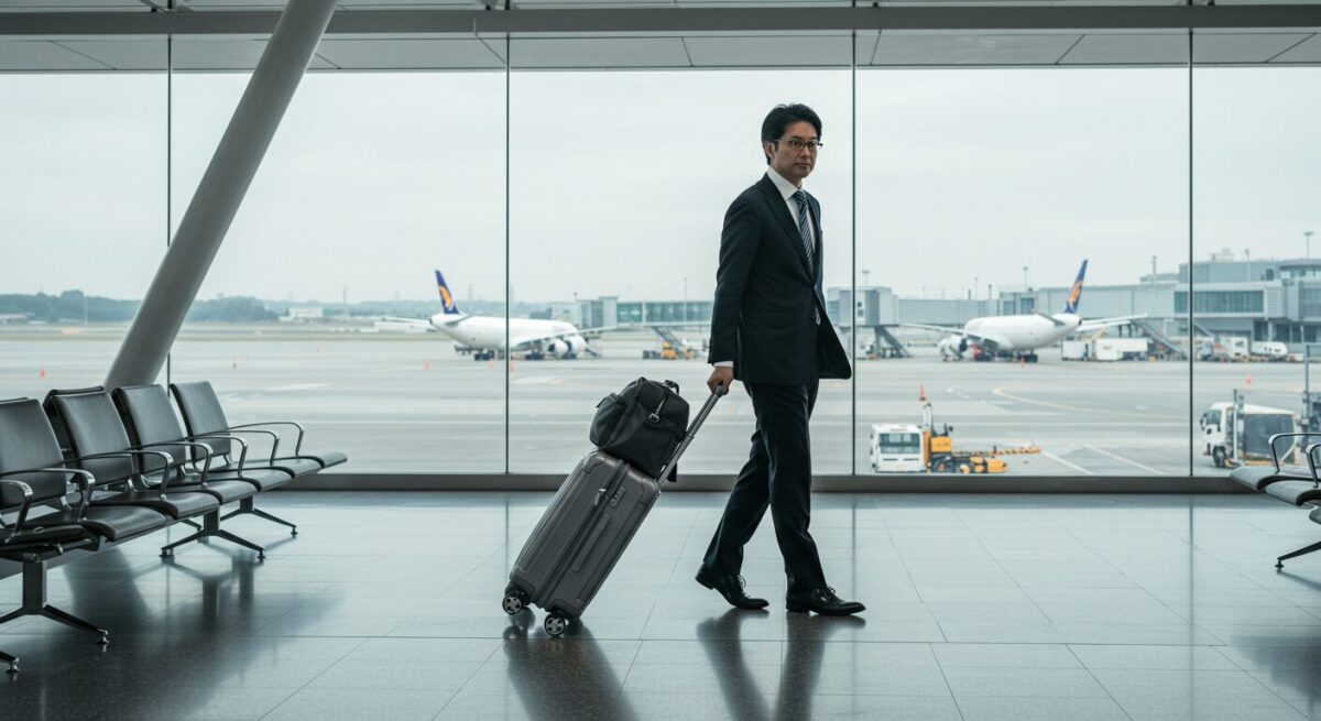 スーツケースを利用している男性