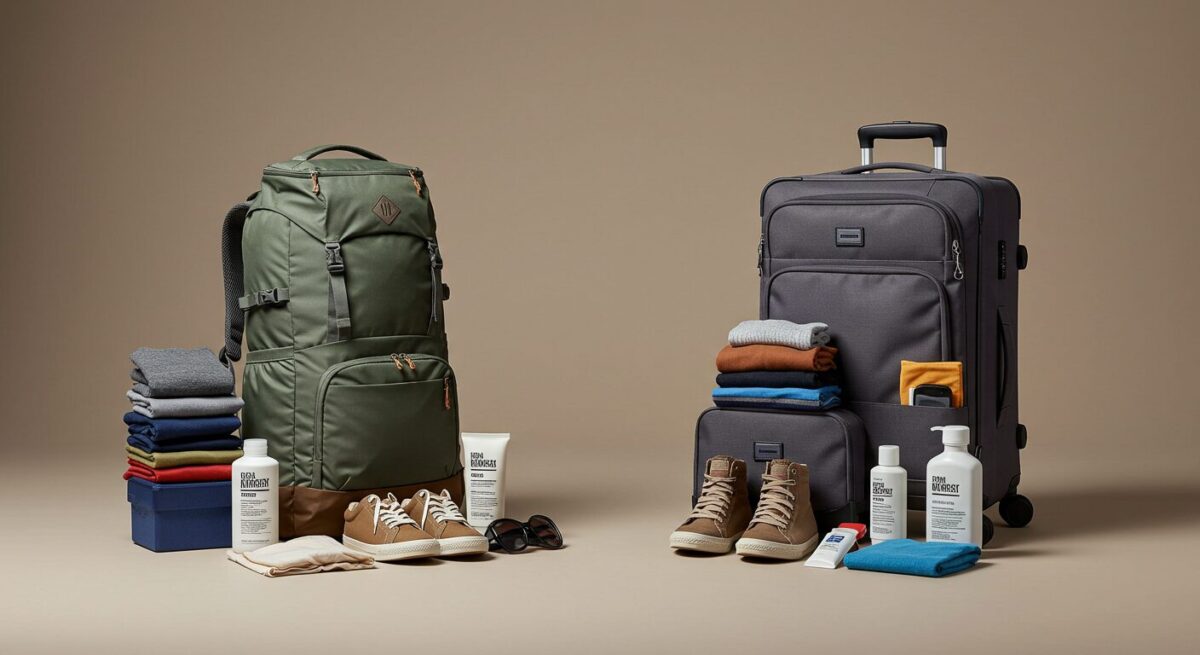 スーツケースとリュックを比較しているイメージ画像