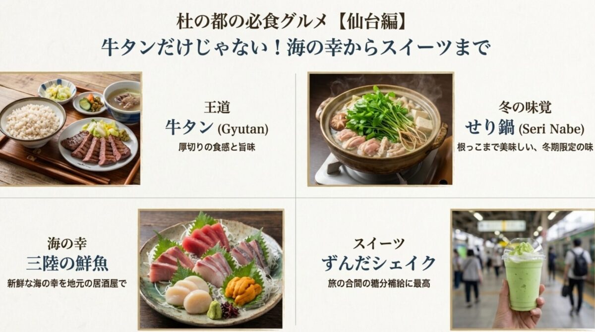 仙台：牛タンだけじゃない！海の幸とスイーツ