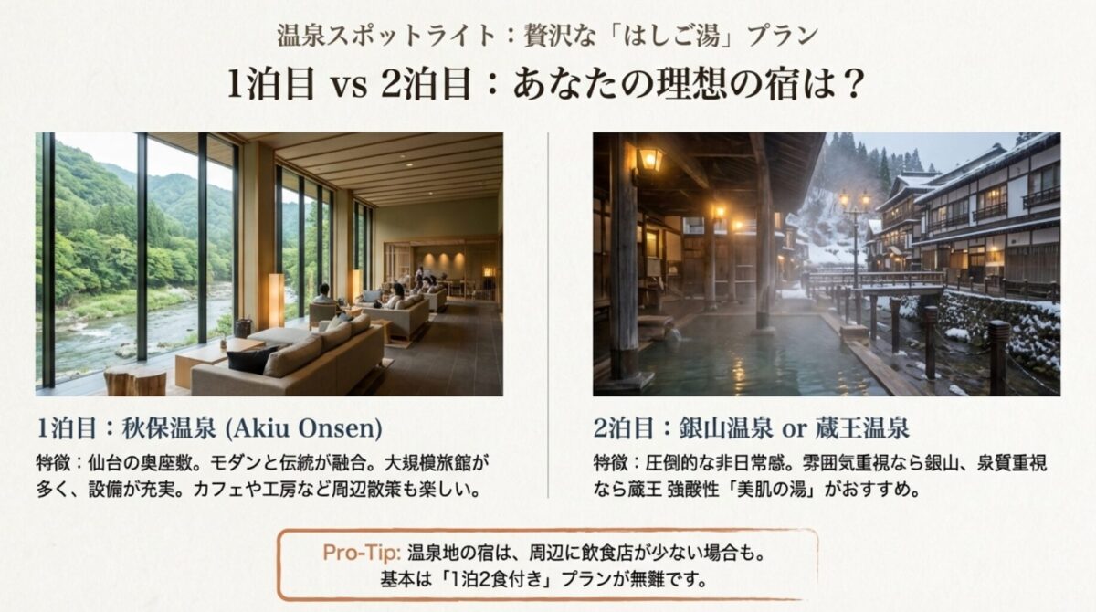 人気温泉地で1泊ずつ過ごす宿泊プラン